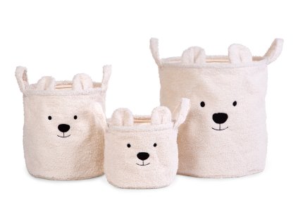 Childhome Kôše na hračky Teddy Off White 3 ks