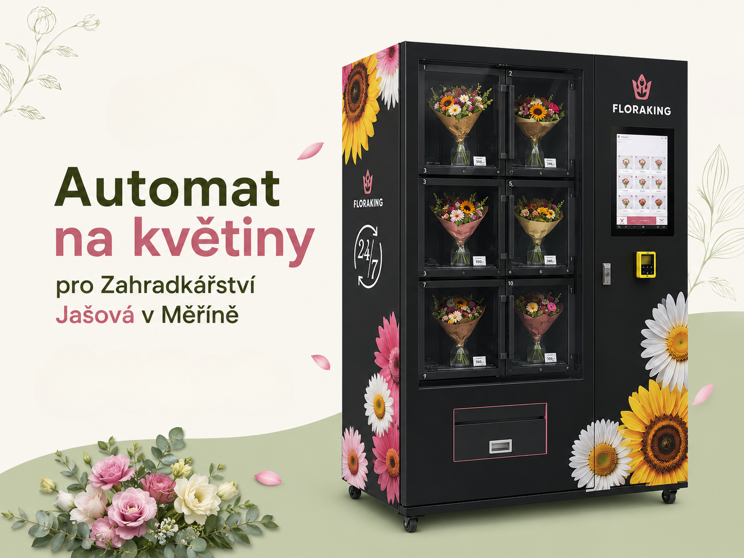Automat na kvety pre Záhradkárstvo Jašová v Měříně