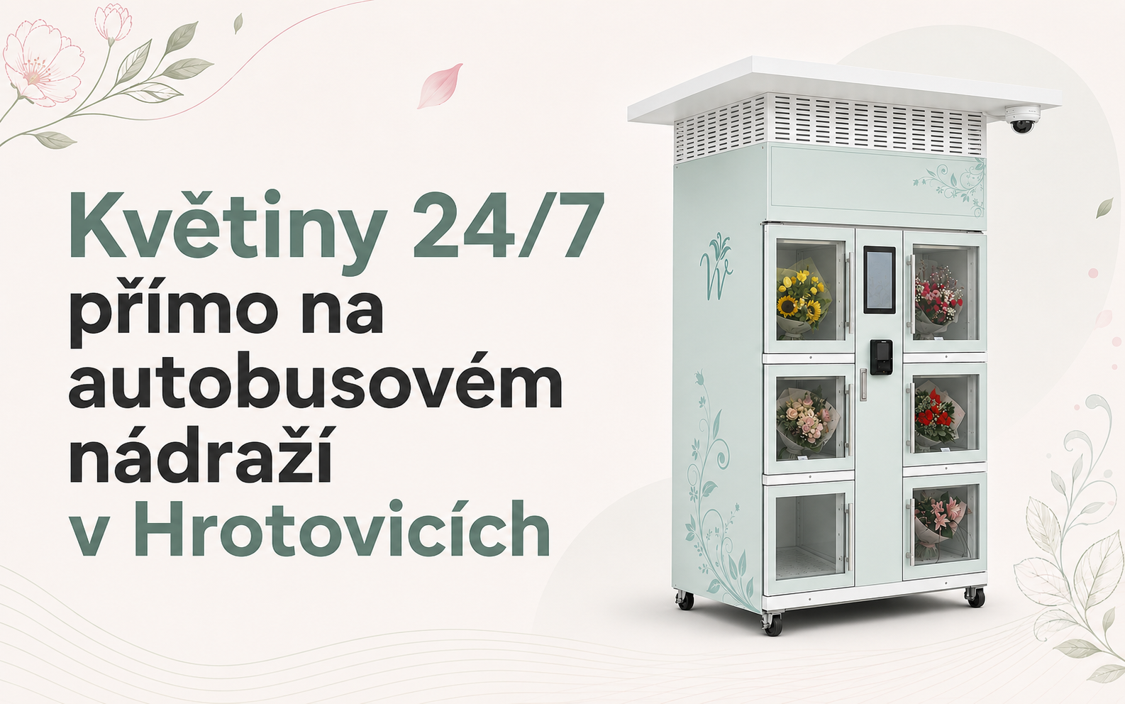 Květiny 24/7 přímo na autobusovém nádraží v Hrotovicích