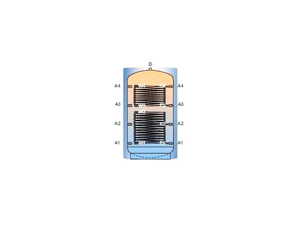 Akumulační nádrž TPR2B s dvěma výměníky - 7500l, bez izolace