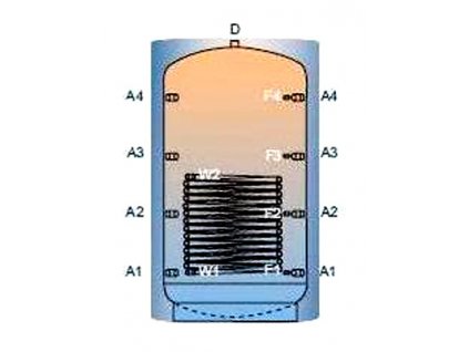 Akumulační nádrž TPRB s jedním výměníkem - 3000l, bez izolace