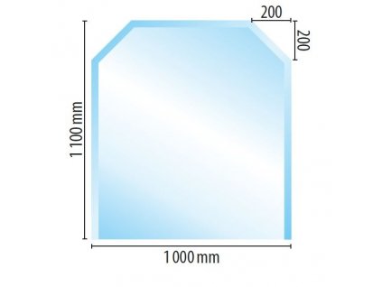 Sklo pod kamna C2, fazeta 6 mm