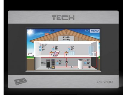 TECH EU-280 - Pokojový termostat s RS komunikací (dotykový barevný displej)