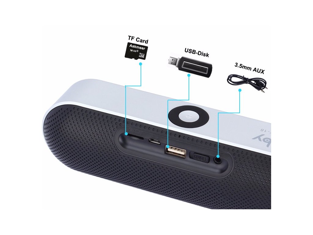 Bluetooth přenosný reproduktor 3D super bass, USB,AUX,SD -  Cenynabodumrazu.cz
