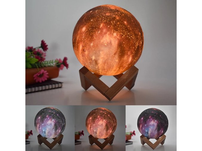3D Měsíční lampa dobíjecí