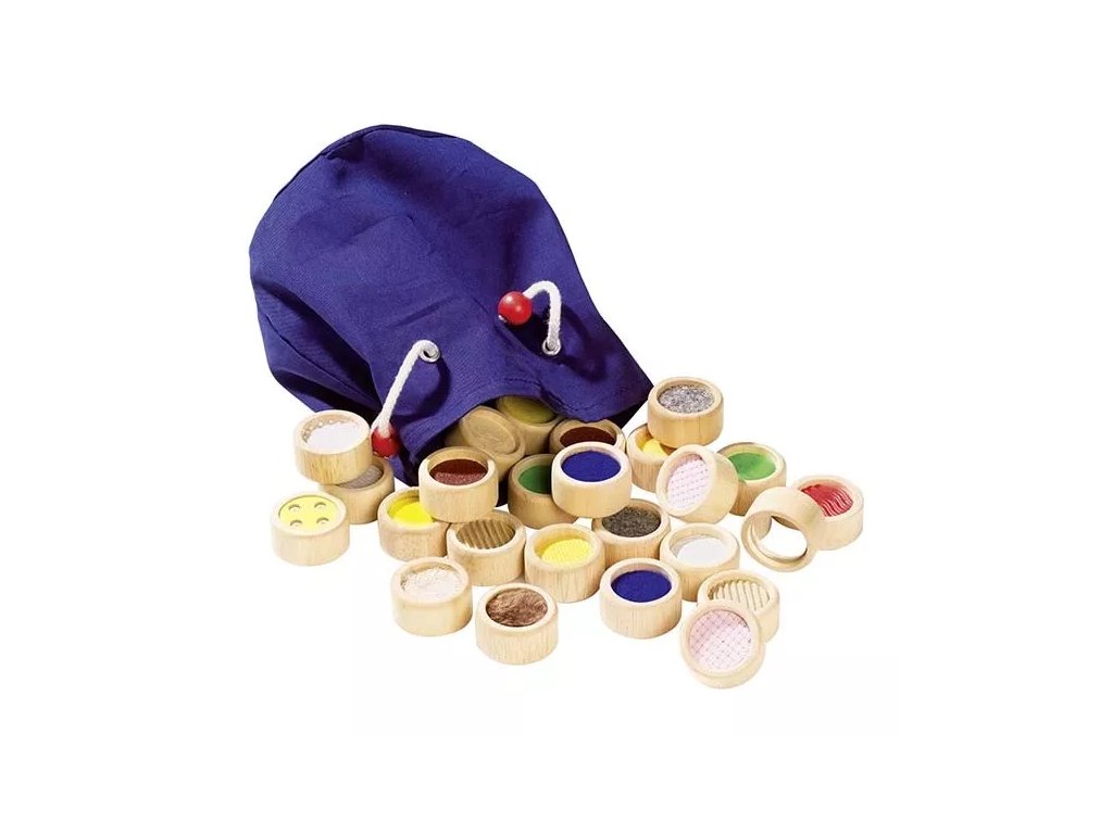 hmatova hra ii ruzne povrchy v bavlnenem pytliku