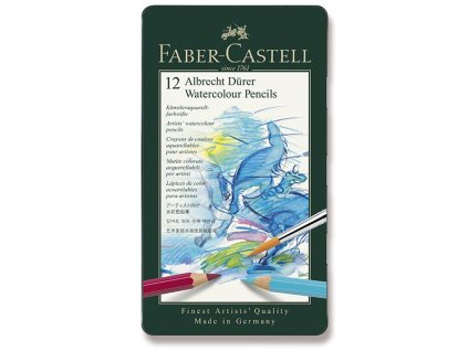 Akvarelové pastelky Faber-Castell Albrecht Dürer plechová krabička, 12 barev