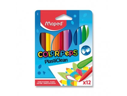 Plastové pastely Maped Color'Peps Plasticlean 12 barev, trojhranné