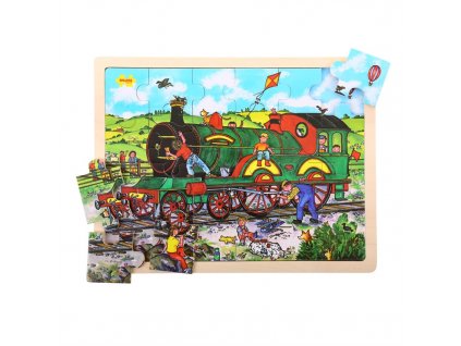 Bigjigs Toys Dřevěné puzzle vlak 24 dílků