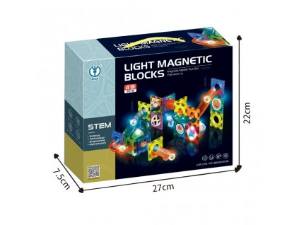 Kuličkodráha magnetická se světlem 49 ks