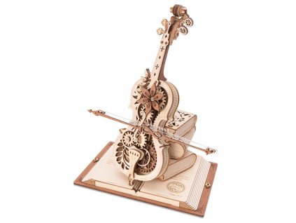 RoboTime 3D dřevěné mechanické puzzle Kouzelné violoncello (elektrický pohon)