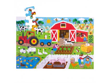 Bigjigs Toys Podlahové puzzle Farma 48dílků