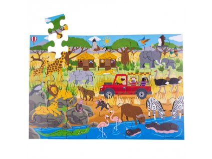 Bigjigs Toys Podlahové puzzle Africké dobrodružné 48dílků