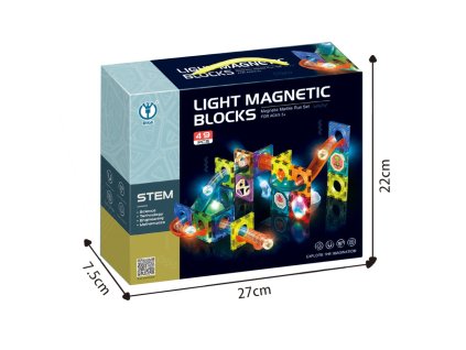 Kuličkodráha magnetická se světlem 49 ks