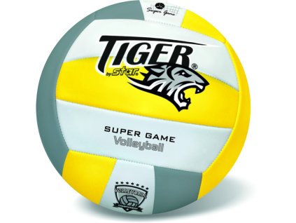 Míč kožený volejbalový Fluo Tiger žlutý 300g velikost č. 5