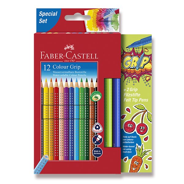 Fotografie Pastelky Faber-Castell Grip 2001 12 barev + 2 fixy Faber-Castell A49:0086_2016400