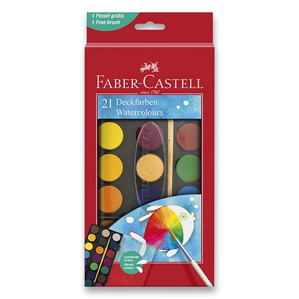 Fotografie Vodové barvy Faber-Castell 21 barev, průměr 30 mm