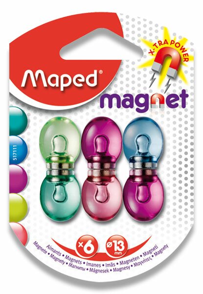 Fotografie Silné magnety Maped - průměr 13 mm mix barev, 6 ks Maped A49:0165_9517111