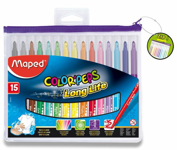 Fotografie Dětské fixy Maped Color'Peps Long Life 15 barev