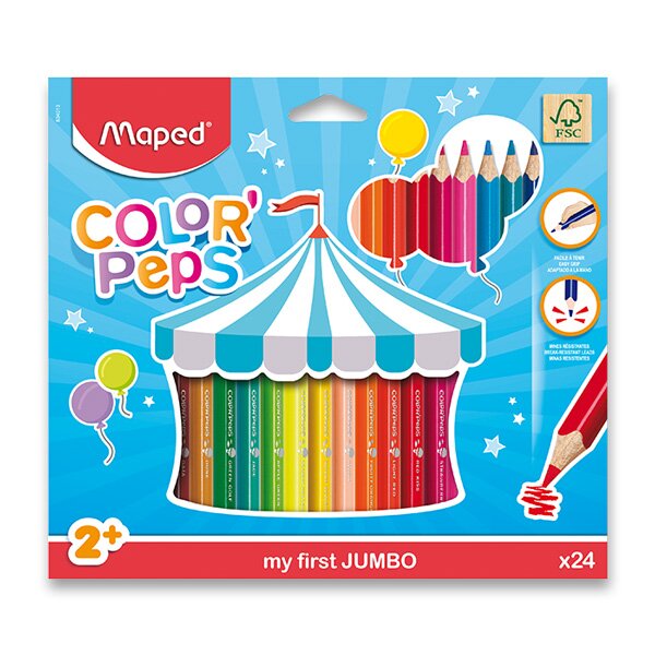 Fotografie Pastelky Maped Color'Peps Jumbo 24 barev, trojhranné