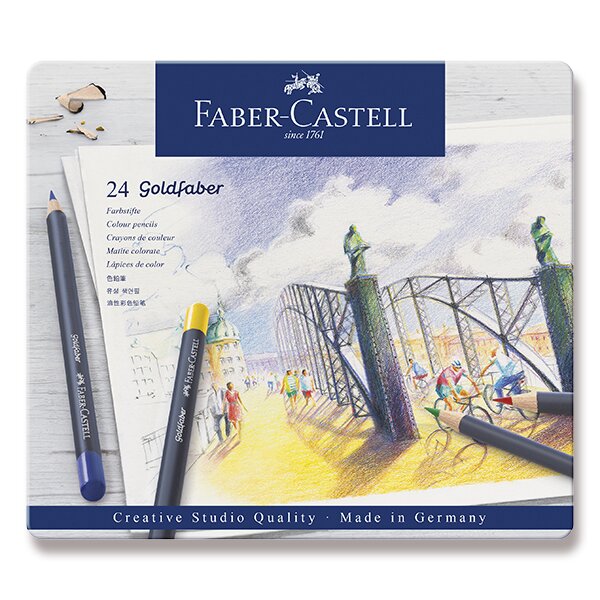 Fotografie Pastelky Faber-Castell Goldfaber plechová krabička, 24 barev