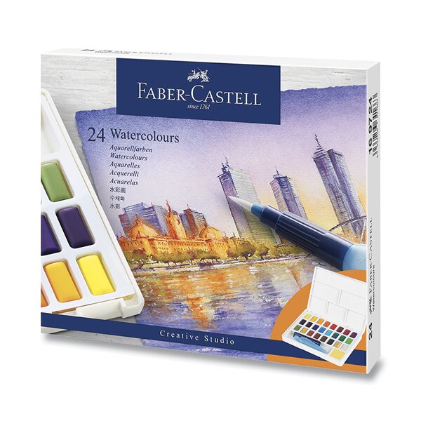 Fotografie Akvarelové barvy Faber-Castell s paletkou 24 barev Faber-Castell A49:0144_1697240