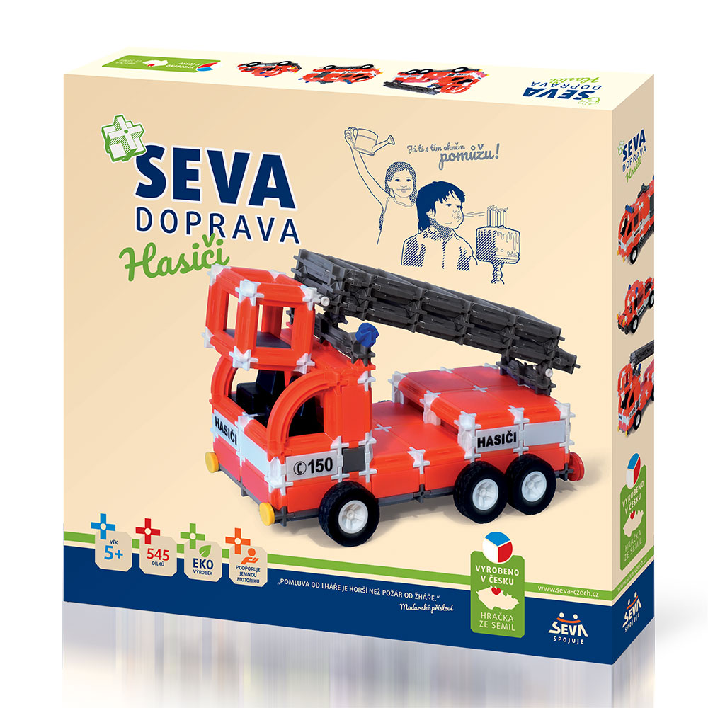 Fotografie SEVA DOPRAVA Hasiči plastová STAVEBNICE 545 dílků v krabici