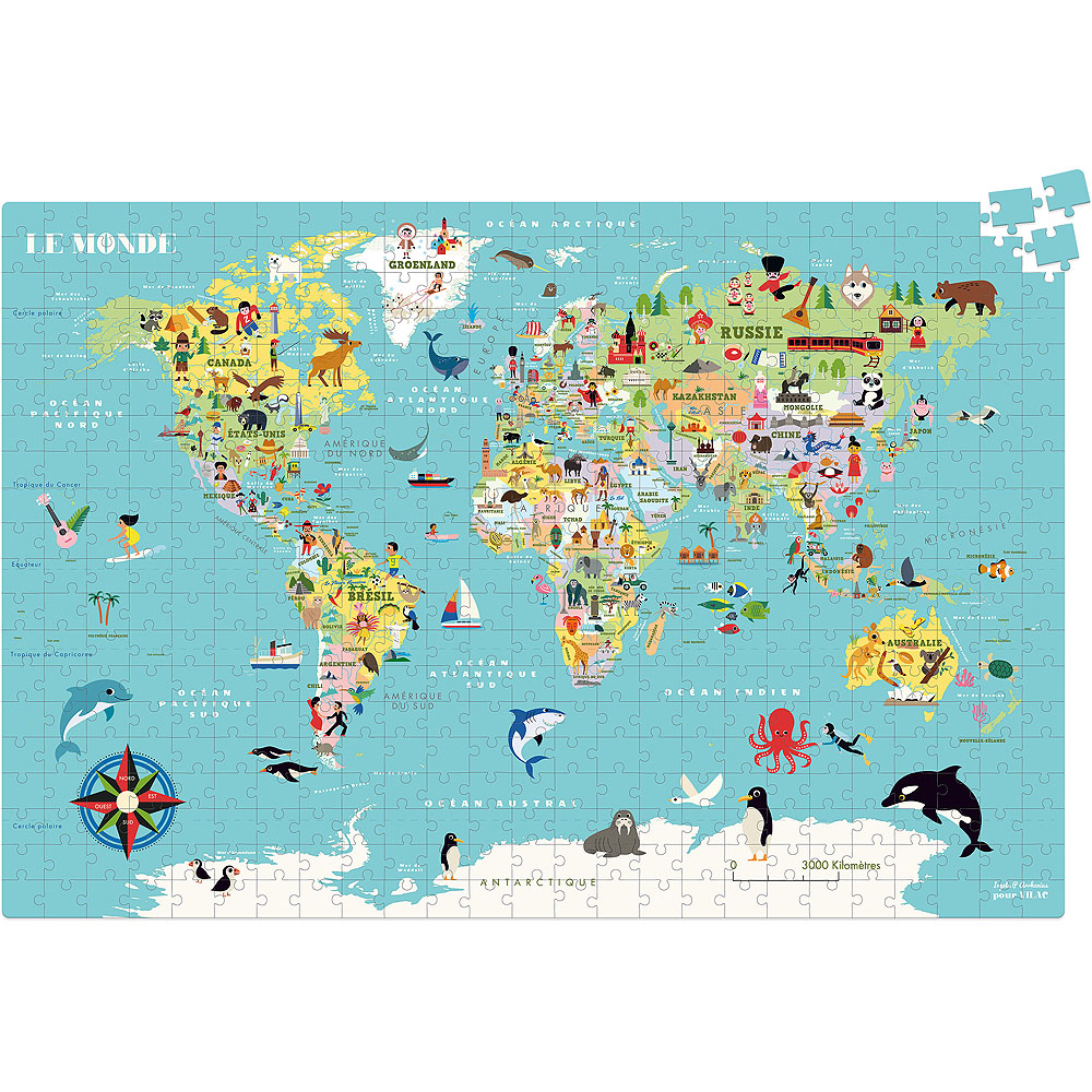 Fotografie Vilac Puzzle Mapa světa 500 dílků