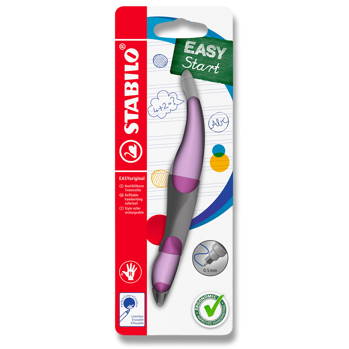Fotografie STABILO - Ergonomický roller pro praváky - EASYoriginal Pastel - pastelová fialová Stabilo A27:240307