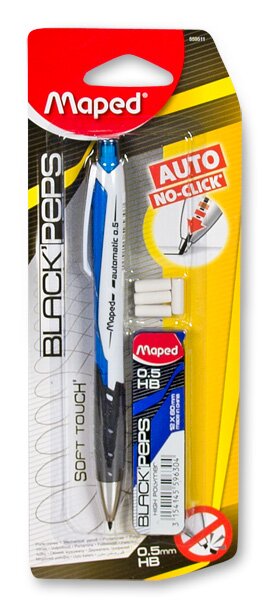Fotografie MAPED Mikrotužka Automatic s balením tuh - 0,5 mm, mix barev