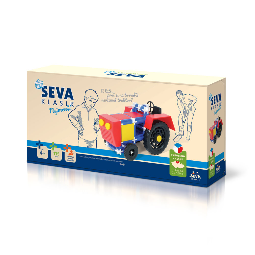 Fotografie Stavebnice Seva Traktor plast 115ks v krabici 31,5x16,5x7,5cm