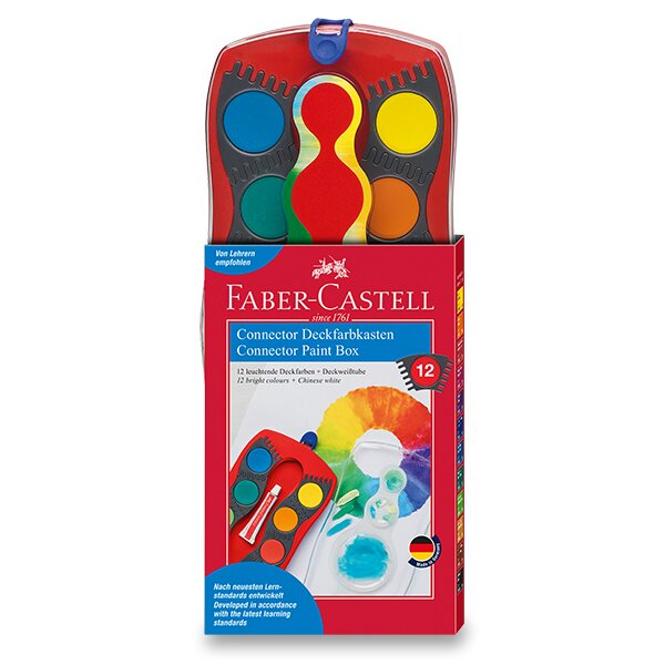 Fotografie Vodové barvy Faber-Castell Connector 12 barev, průměr 30 mm Faber-Castell A49:0144_1250030