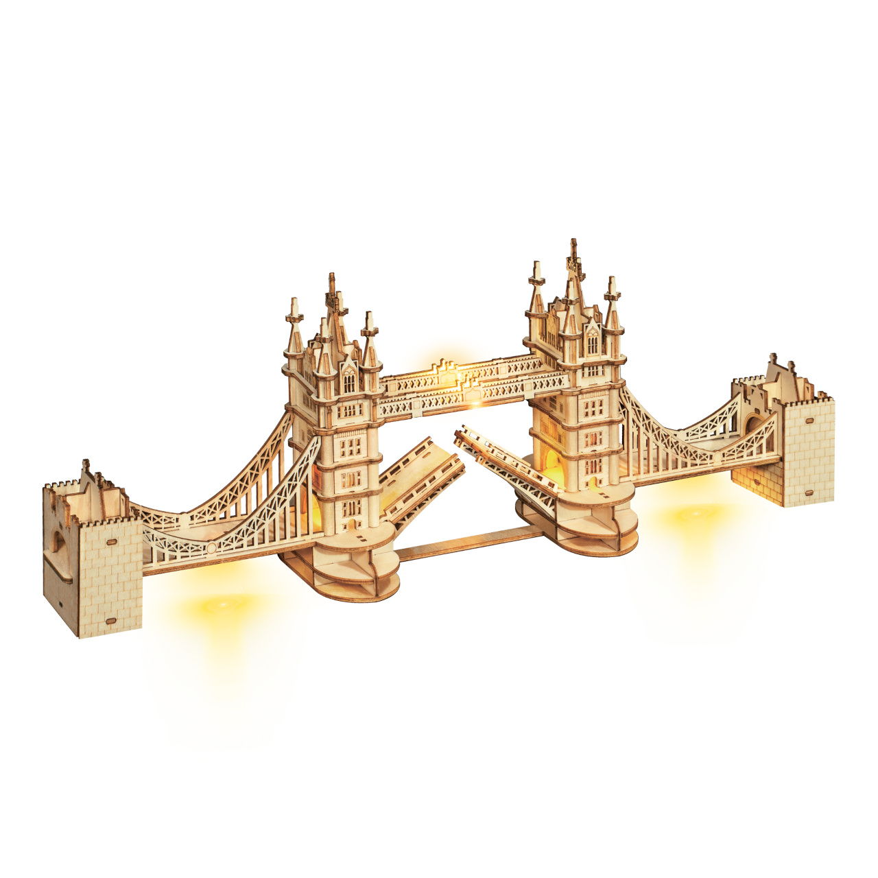 Fotografie RoboTime dřevěné 3D puzzle most Tower Bridge svítící