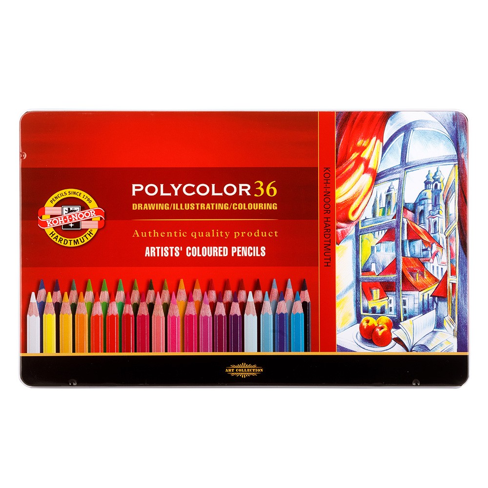 Koh-i-noor POLYCOLOR 3825/36 - umělecké pastelky v plechovém pouzdře - 36 ks