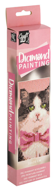 Fotografie Diamantový obrázek - Kočka s mašlí 20 x 20cm