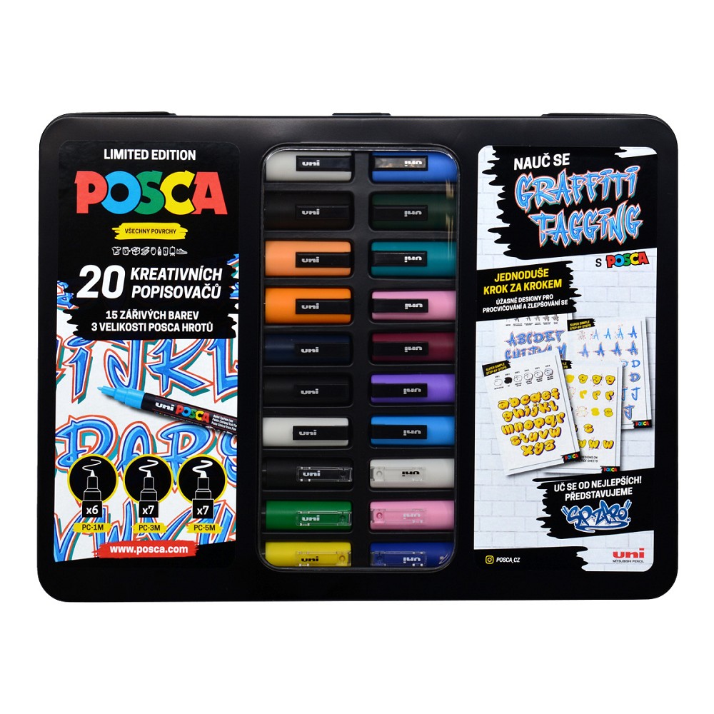 Fotografie Sada akrylových popisovačů POSCA - PC-1M/PC-3M/PC-5M, GRAFFITI, mix barev (20 ks)