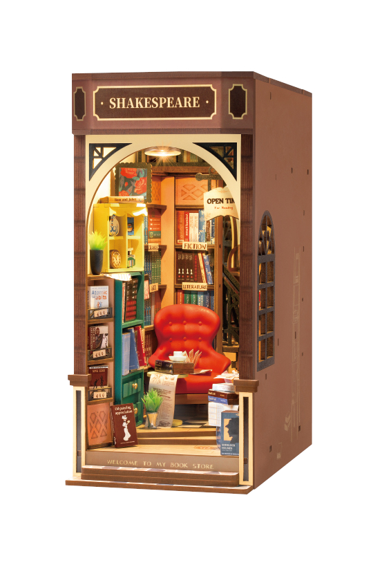 Fotografie RoboTime Zarážka na knihy miniatura domečku Knihkupectví