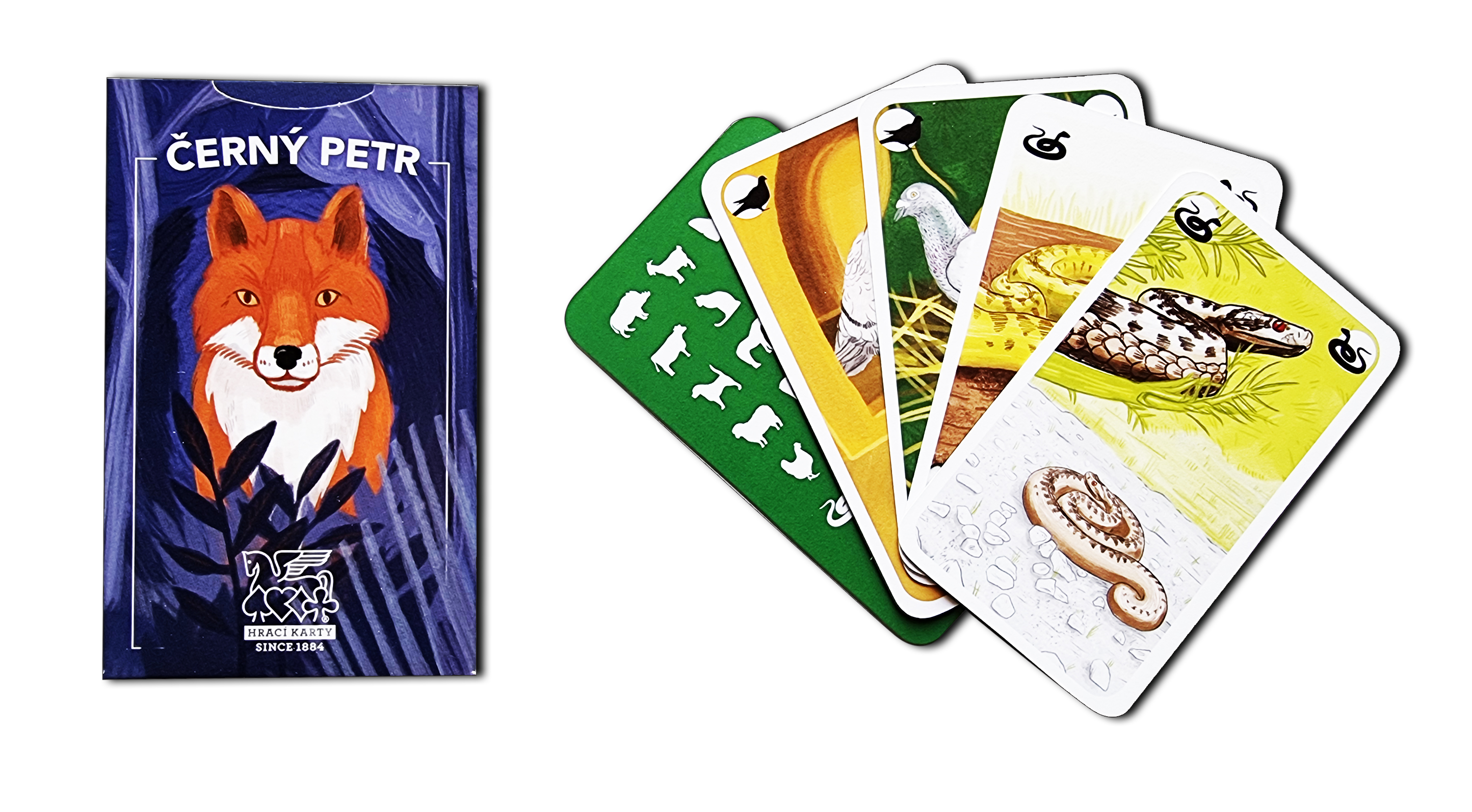 Fotografie Černý Petr zvířátka společenská hra karty v papírové krabičce 6,5x10,5x1cm
