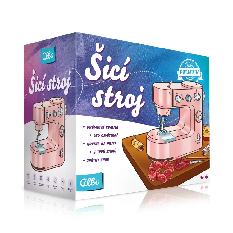 Fotografie Albi Šicí stroj růžová, 30 x 26 x 17 cm