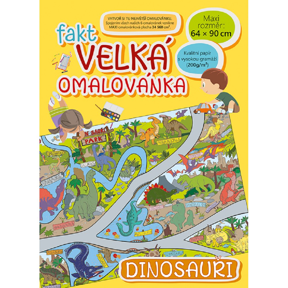 Fotografie Fakt velká omalovánka - Dinosauři (64x90 cm)