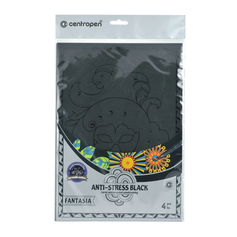 Fotografie Antistresové omaľovánky - Fantasia čierne - Centropen