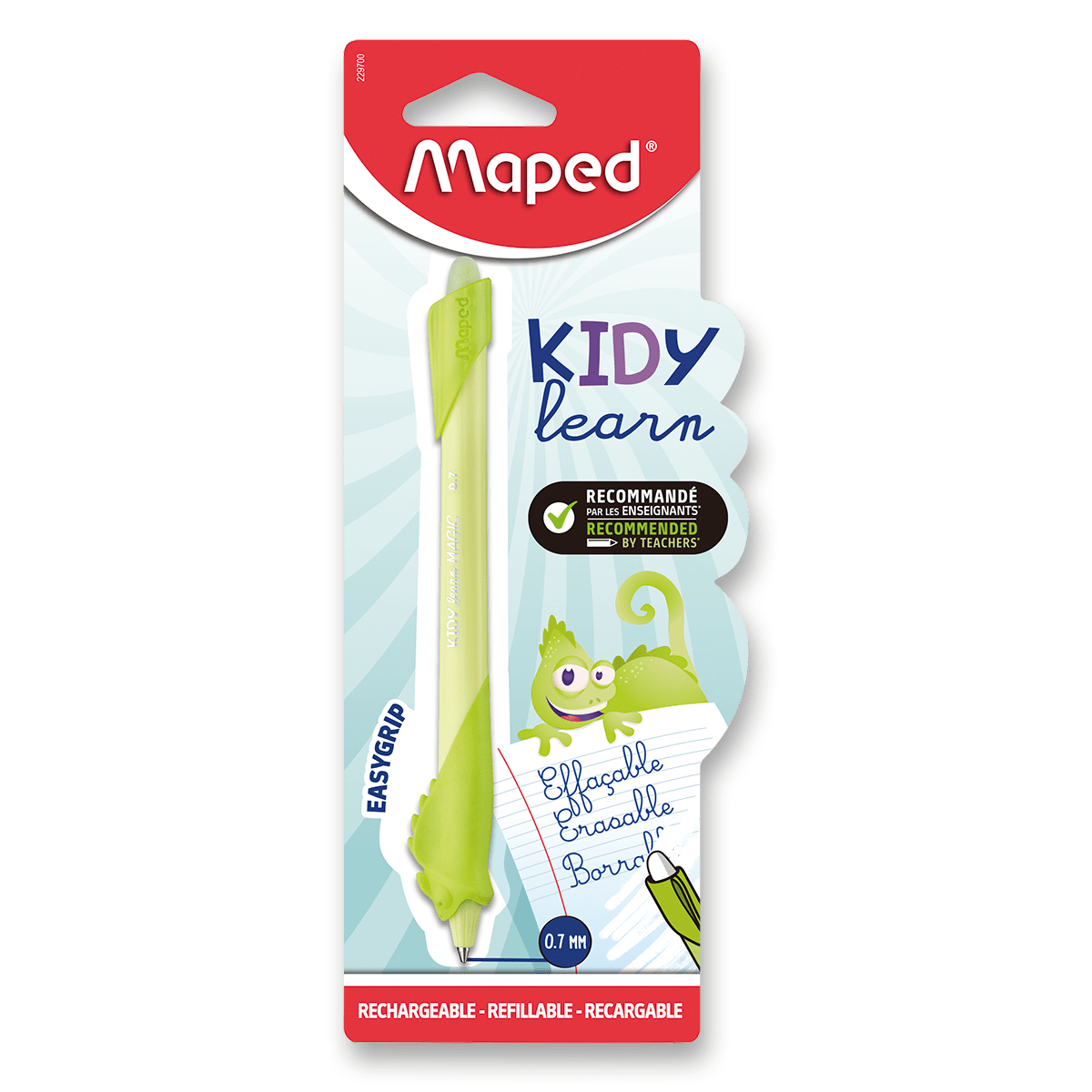 Fotografie MAPED Gumovací pero Kidy Learn Magic Chameleon - chameleon, blistr
