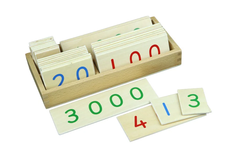 Montessori Moyo Montessori Malé dřevěné karty s čísly 1-3000