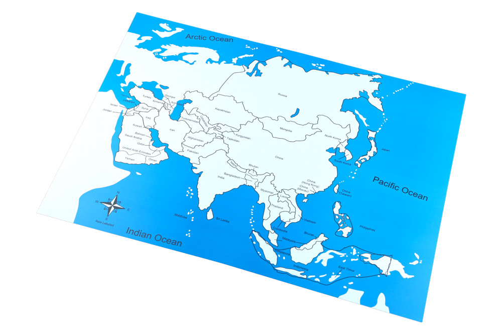 Fotografie Kontrolní mapa - Asie Nová - s popisky
