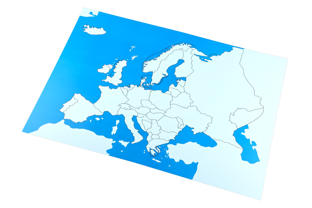 Montessori Kontrolní mapa - Evropa Nová - bez popisků