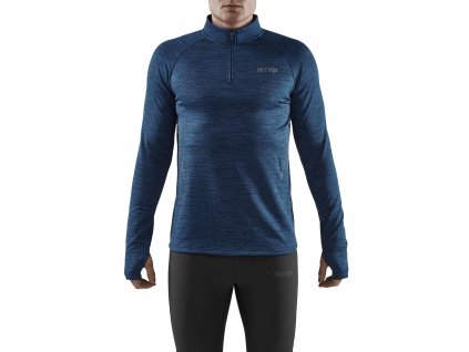 Winter Run Shirt LS dark blue melange W01339 m front model 1536x1536px