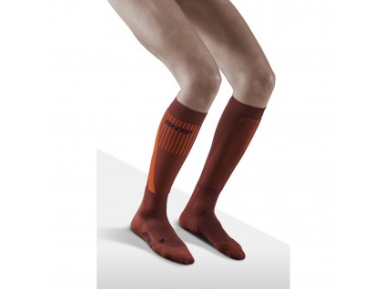 Ski Touring Socks Tall dark orange WP20E3 w front model 1536x1536px