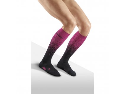 Snowfall socks skiing tall women WP20XK black purple w front model web