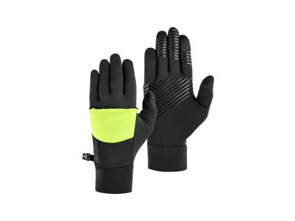 Cold weather gloves 2in1 unisex neon yellow black W4V2YN front 2