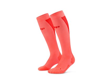 CEP Core Run Ultralight Socks Tall 4 0 neon coral red WP70BL WP80BL front 2